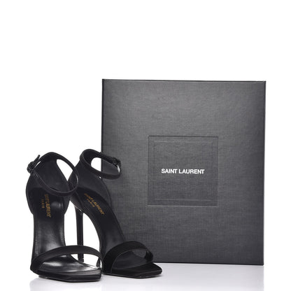 Saint Laurent Satin Jane 80 Ankle Strap Sandals 39 Black 11 of 11