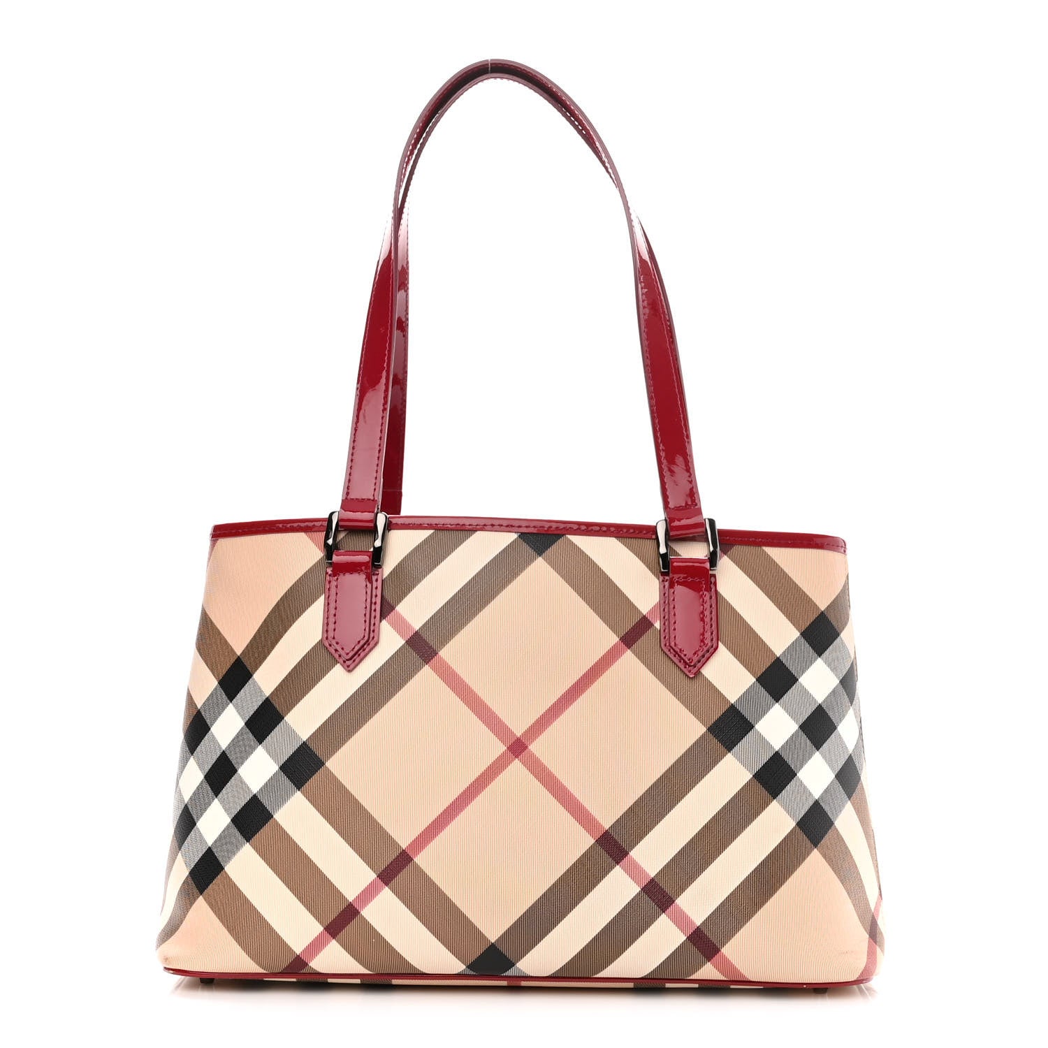 Burberry Nova Check Patent Trim Shopper Tote Red 1 of 10