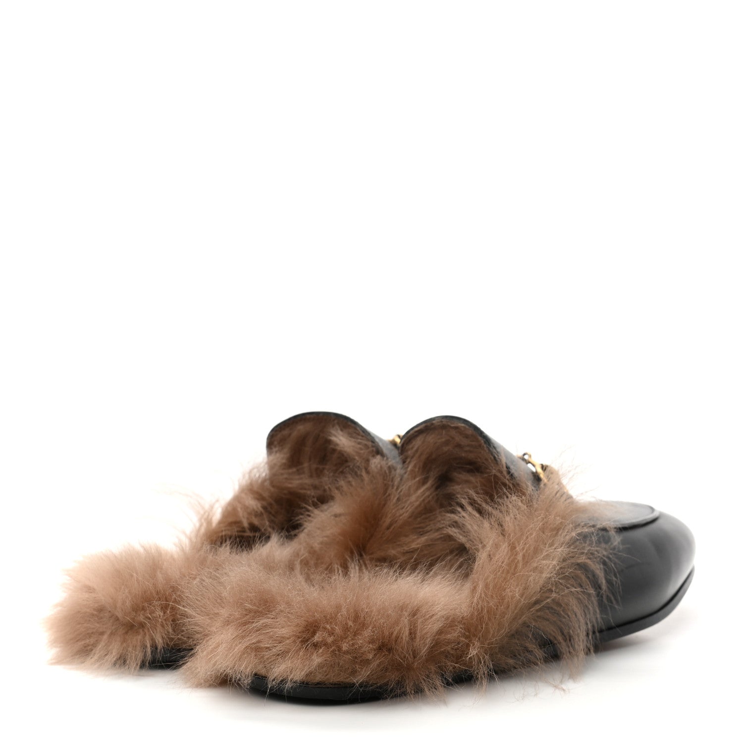 Gucci Calfskin Fur Womens Princetown Slippers 37.5 Black 4 of 7