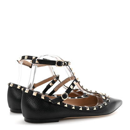 Valentino Garavani Calfskin Nappa Rockstud Cage Ballerina Flats 41 Black 5 of 9