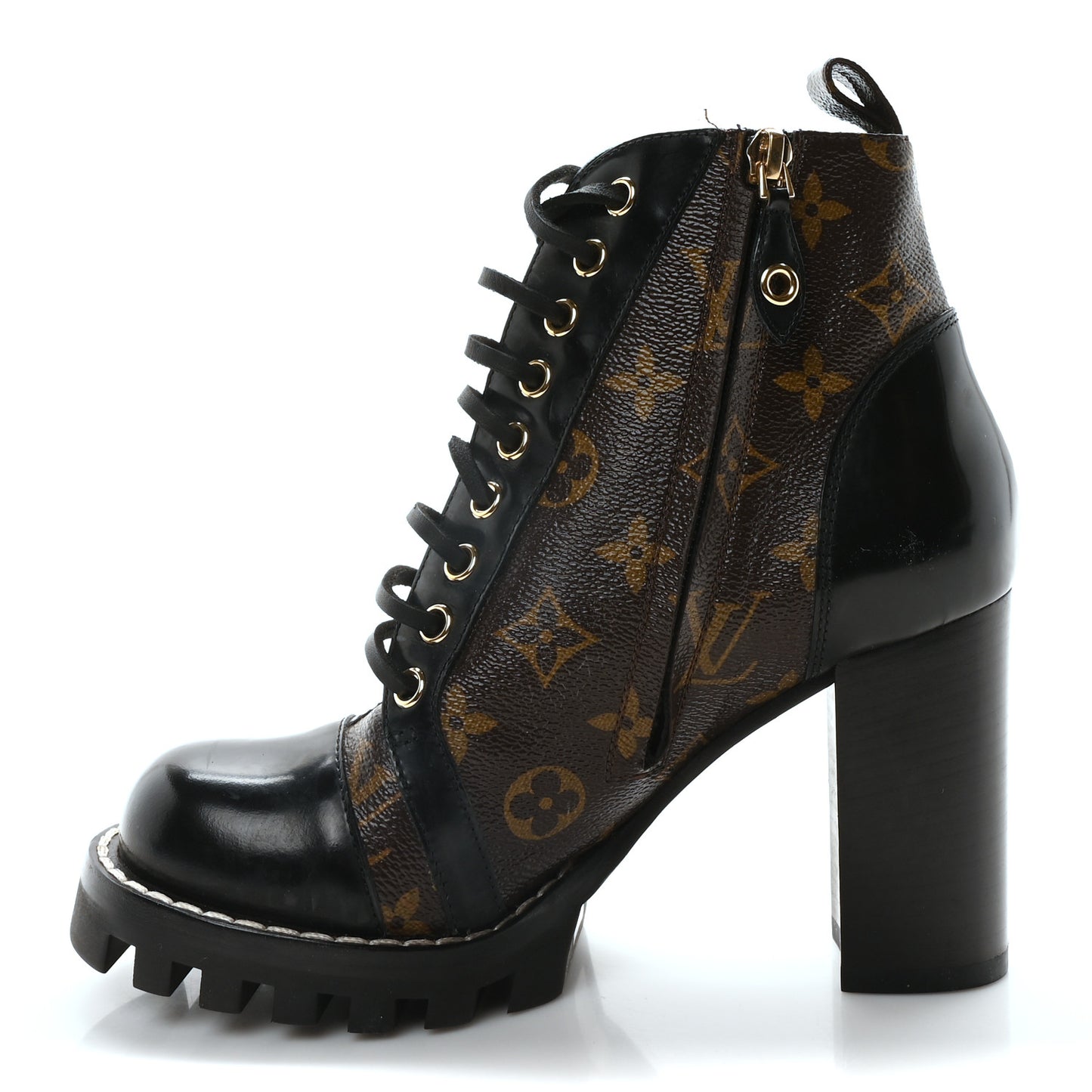 Patent Calfskin Monogram Star Trail Ankle Boots 36.5 Black