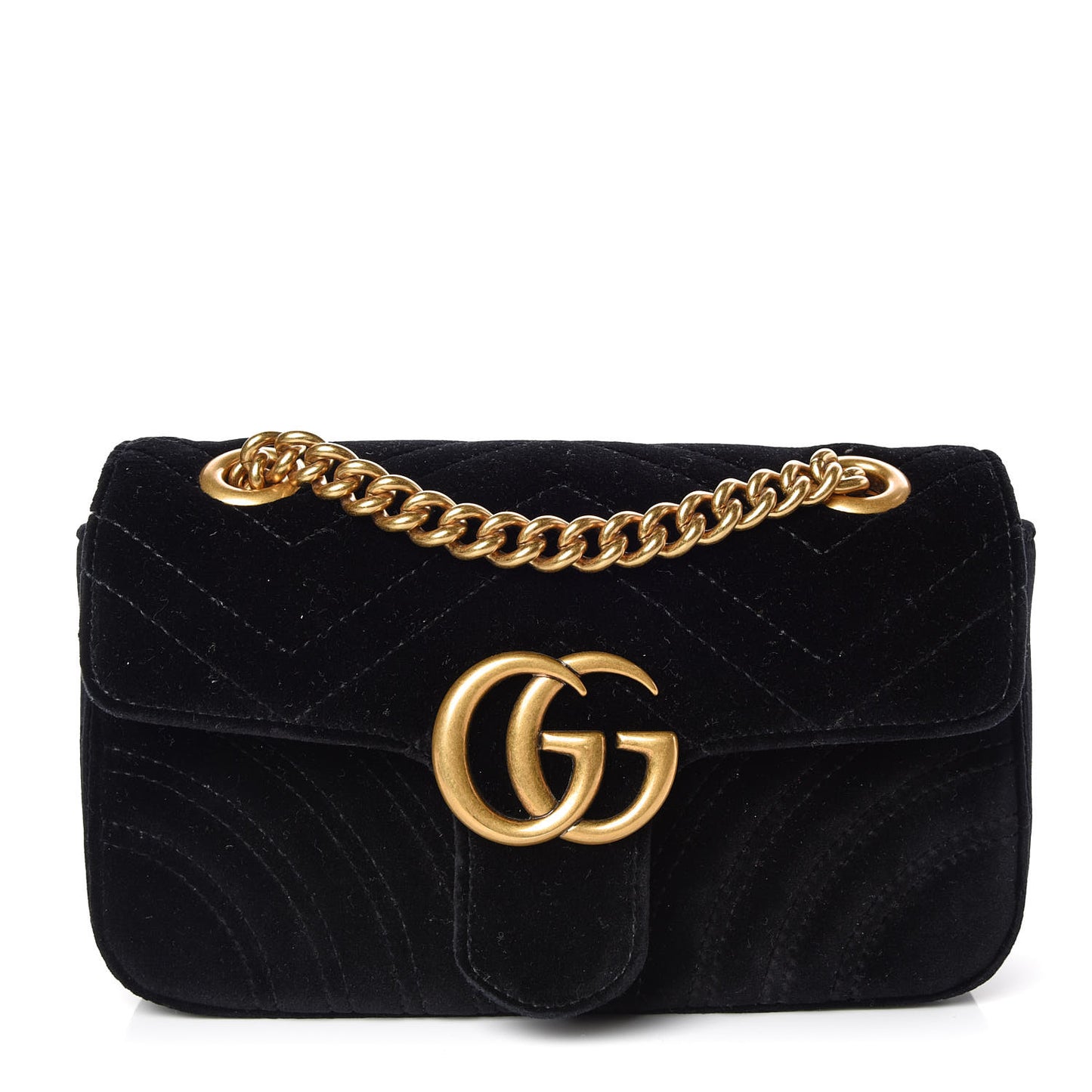 Velvet Matelasse Mini GG Marmont Shoulder Bag Black