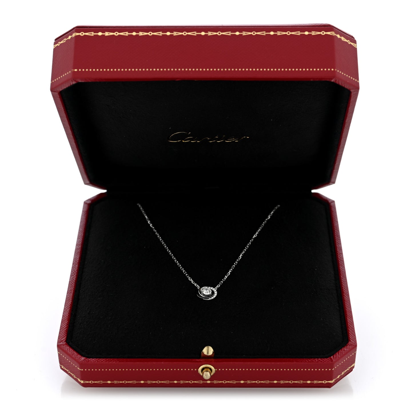 18K White Gold Black Ceramic Diamond Small Trinity Pendant Necklace