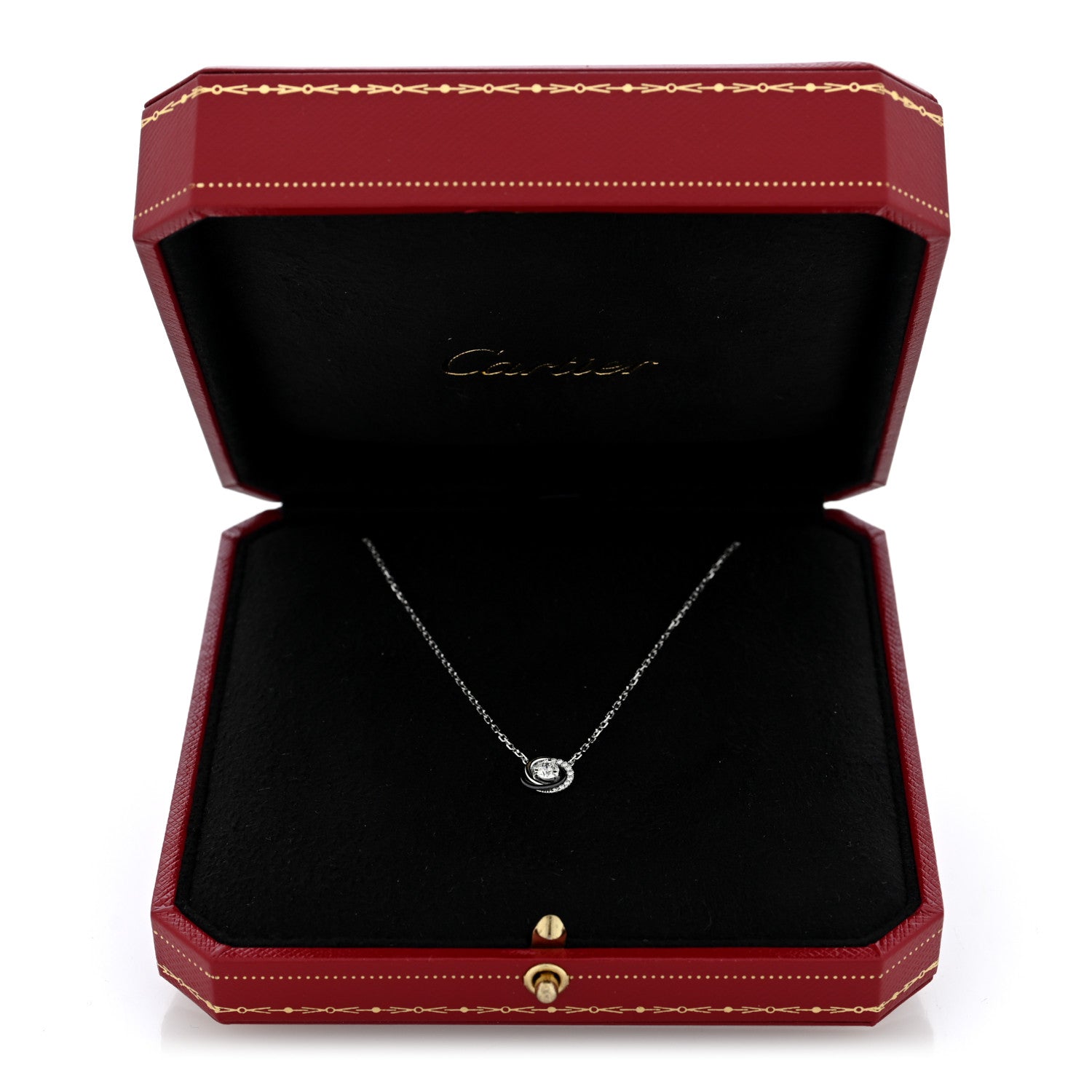 Cartier 18K White Gold Black Ceramic Diamond Small Trinity Pendant Necklace 5 of 5