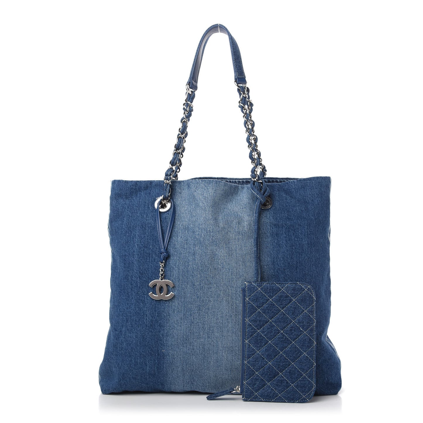 Denim Printed Shopping Bag Blue