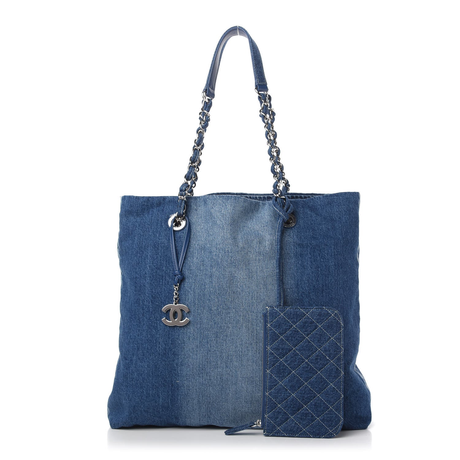 Chanel Denim Printed Shopping Bag Blue 1 of 11