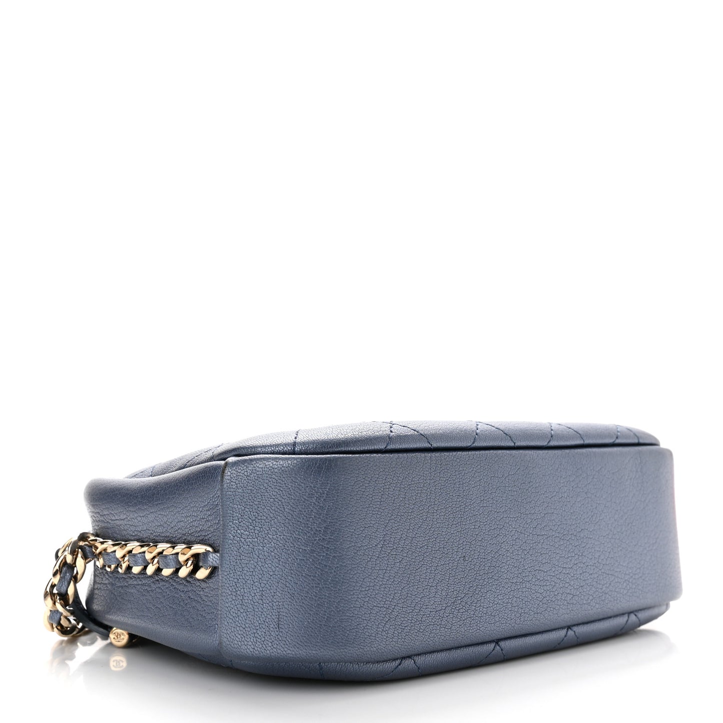 Metallic Goatskin Quilted Medium Casual Trip Camera Case Blue