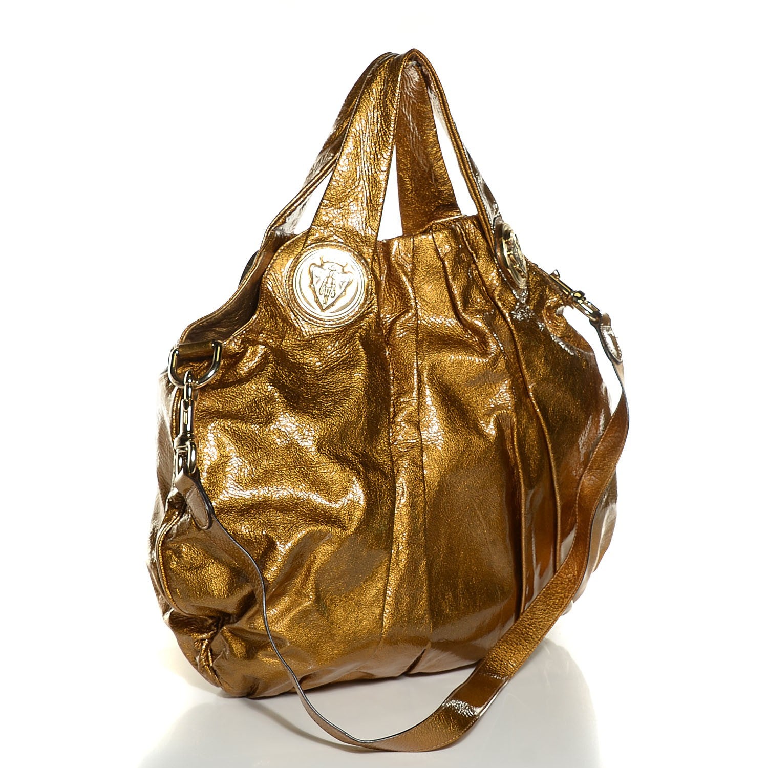 Gucci Patent Calfskin Large Hysteria Top Handle Bag Gold 3 of 9