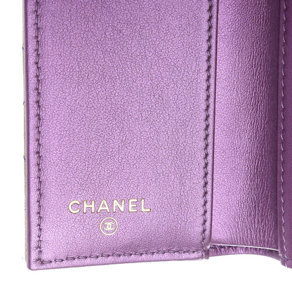 Chanel Iridescent Lambskin Small Quilted Flap Wallet Purple 6 of 8