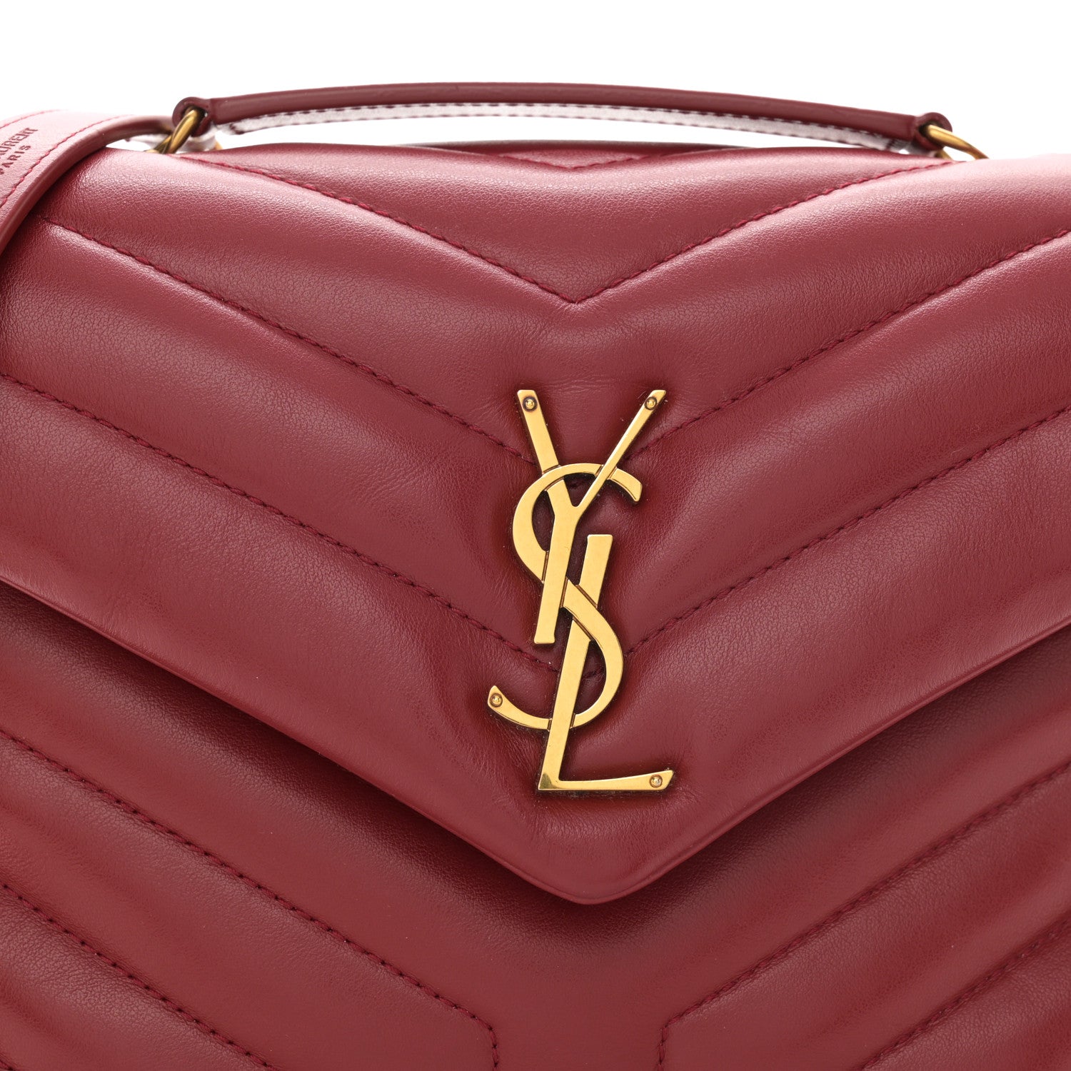Saint Laurent Calfskin Y Quilted Monogram Small Loulou Chain Satchel Red 9 of 11