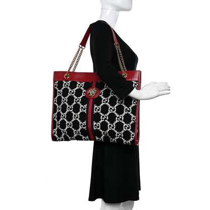 Gucci Tweed GG Monogram Large Rajah Chain Tote Romantic Cherry Black White 2 of 10