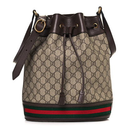 Gucci GG Supreme Monogram Web Ophidia Bucket Bag Brown 1 of 10