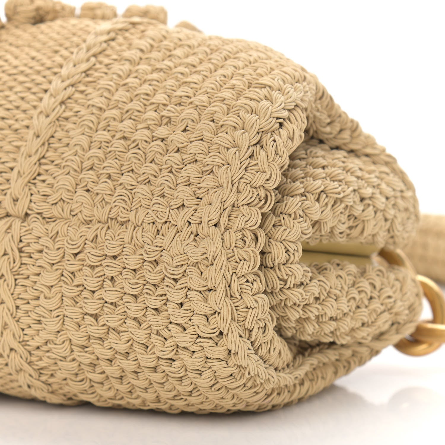 Bottega Veneta Wool Knit Lambskin Tip Shoulder Bag Cane Sugar 8 of 9