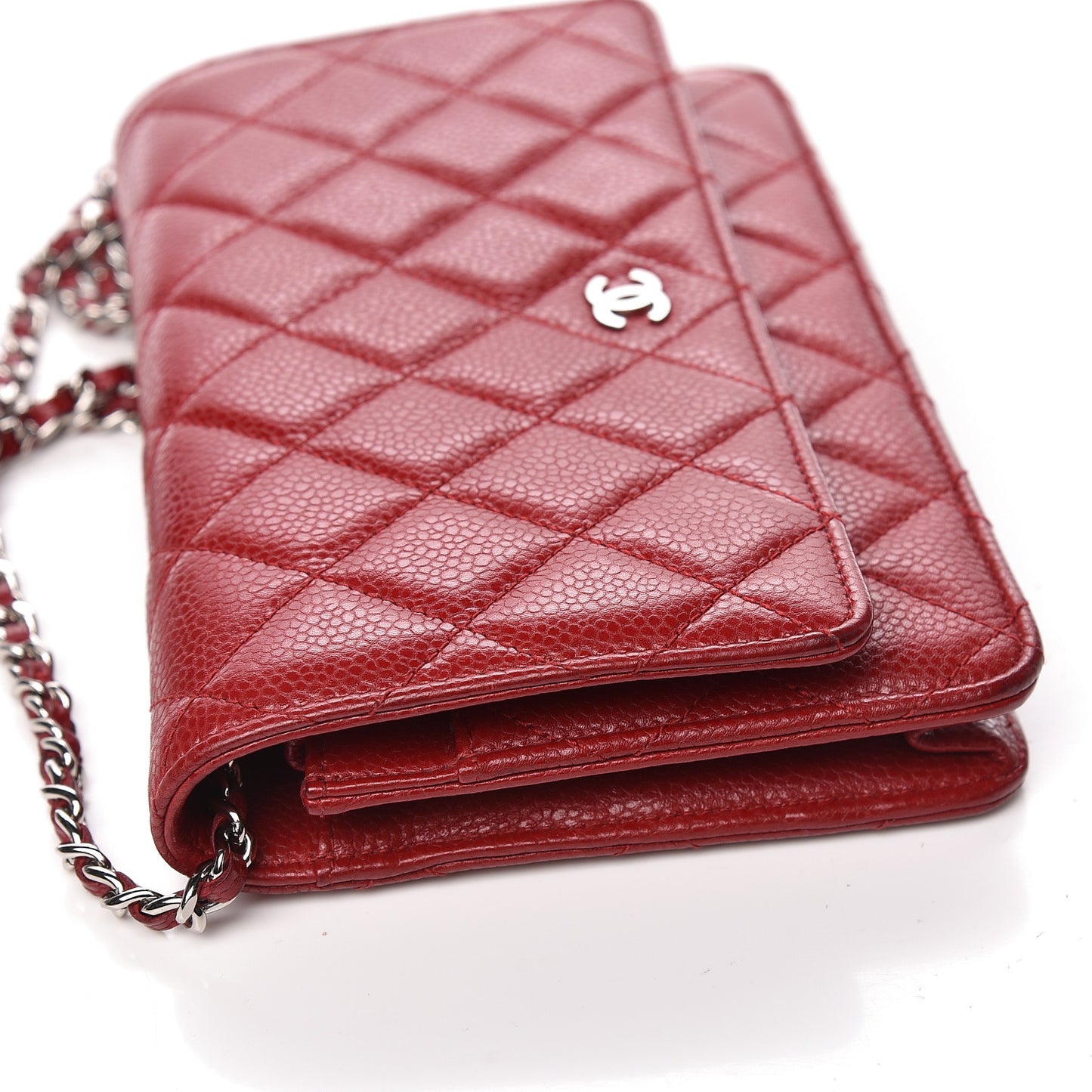 Caviar Quilted Wallet on Chain WOC Red