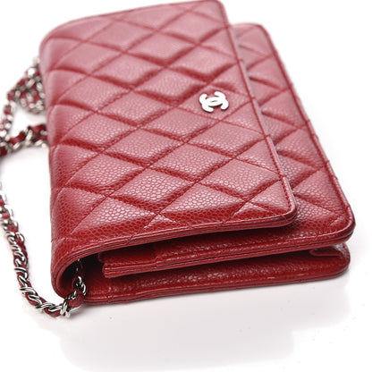 Chanel Caviar Quilted Wallet on Chain WOC Red 12 of 14