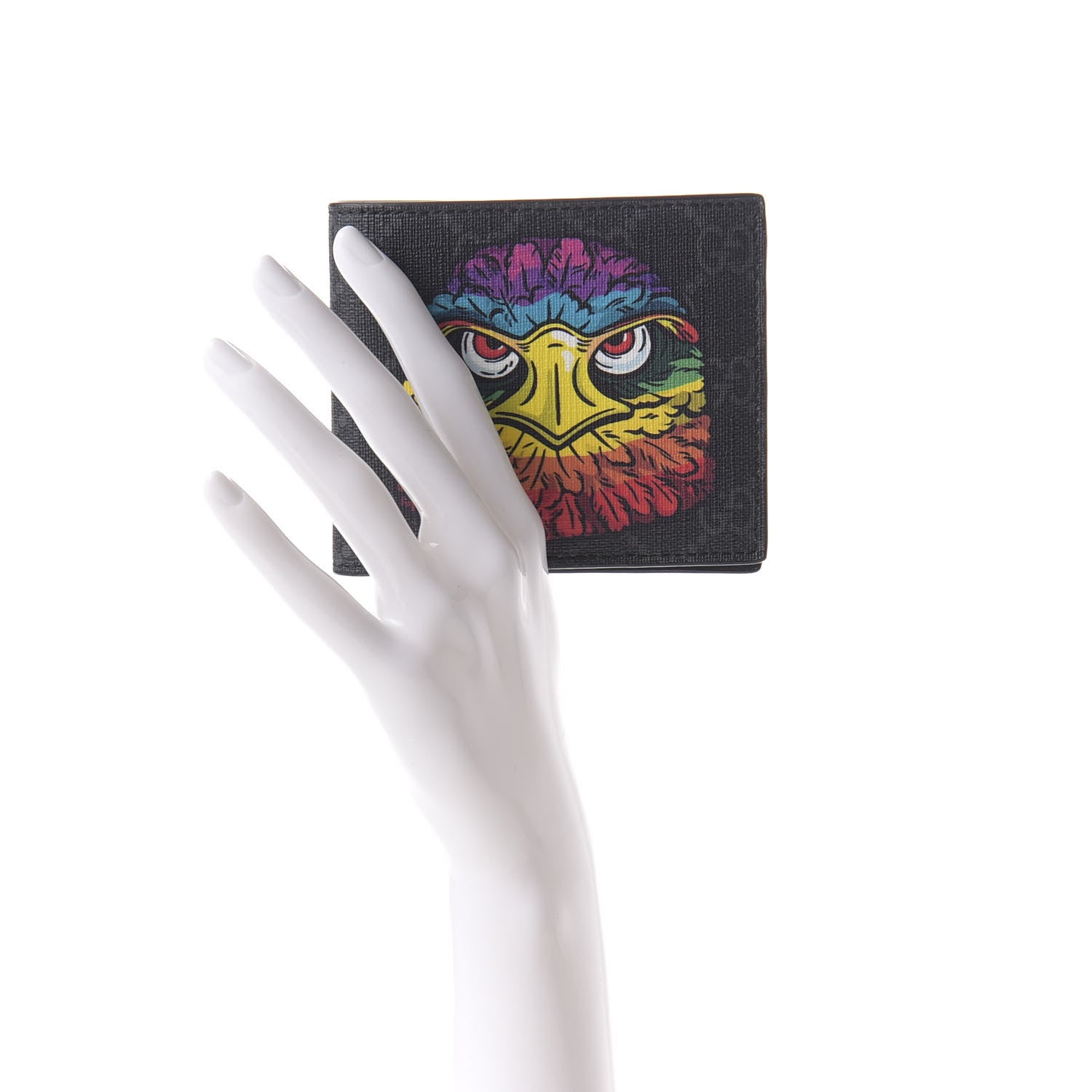 Gucci GG Supreme Monogram Rainbow Eagle Nice Bi-Fold Wallet Black Grey Multicolor 2 of 7