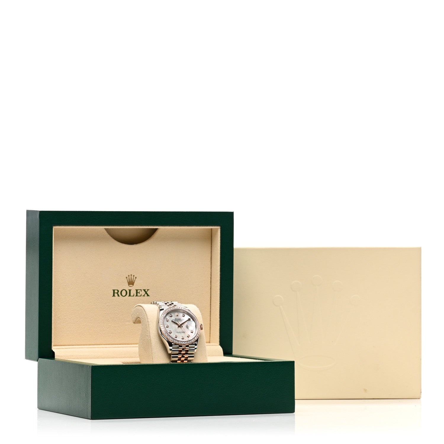 Rolex Stainless Steel 18K Everose Gold Diamond Bezel Mother of Pearl 36mm Oyster Perpetual Datejust Watch 126281RBR 5 of 5