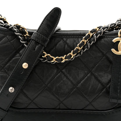 Chanel Aged Calfskin Quilted Small Gabrielle Hobo Black 15 of 23