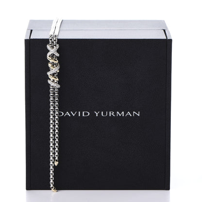 David Yurman Sterling Silver 18K Yellow Gold Diamond Helena Y Necklace 7 of 7