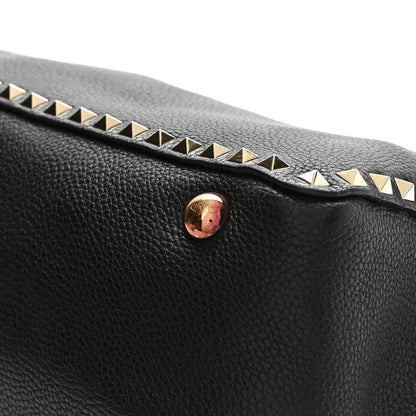 Valentino Garavani Pebbled Calfskin Medium Rockstud Tote Black 11 of 14
