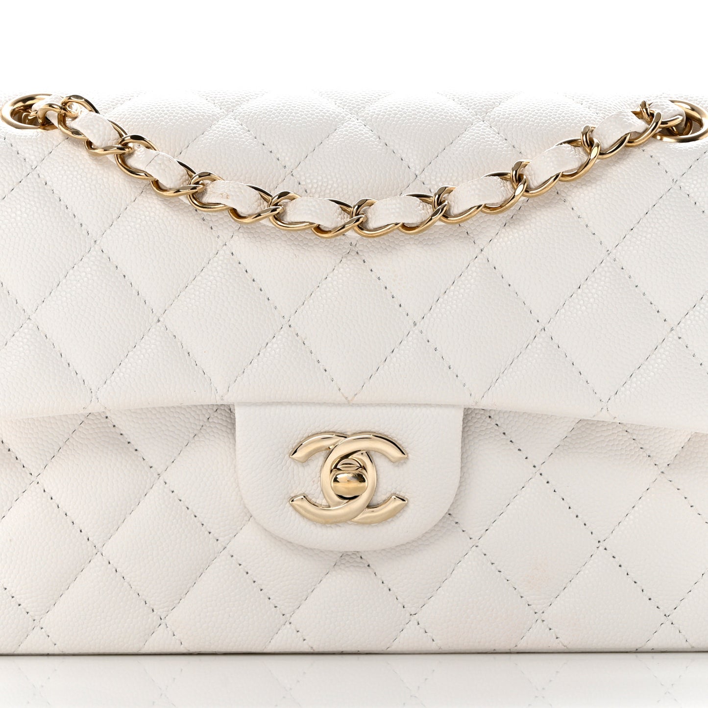 Caviar Quilted Small Double Flap White