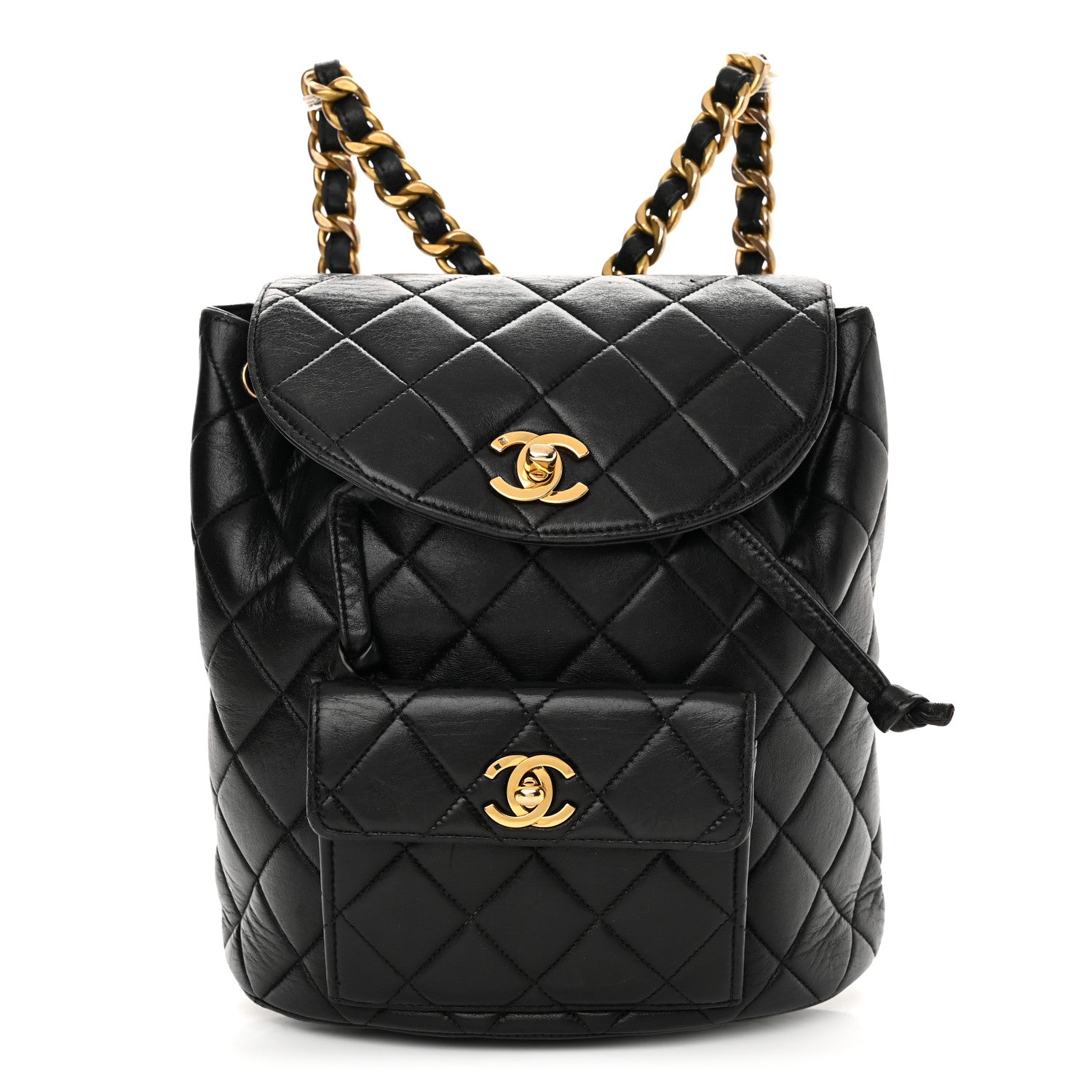 Chanel Lambskin Quilted Drawstring Backpack Black 1 of 15