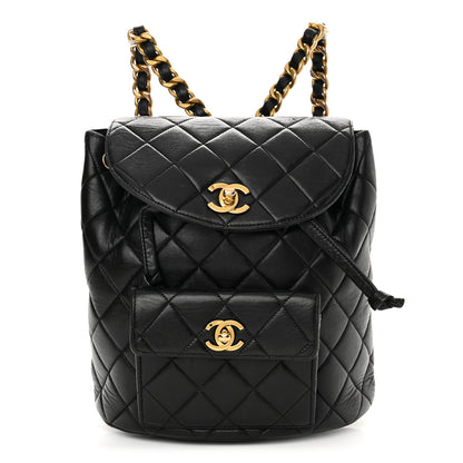 Chanel Lambskin Quilted Drawstring Backpack Black 1 of 15