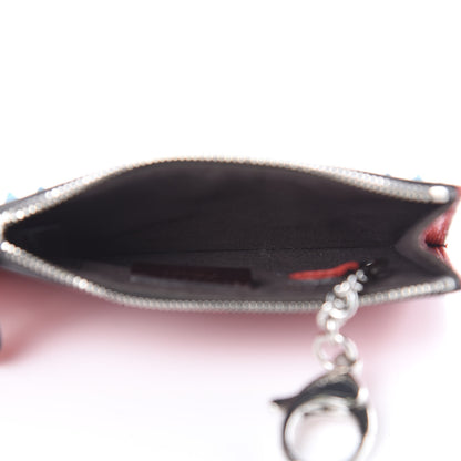 Fendi Vitello Elite Monster Eyes Studded Coin Pouch Key Case Carbone White Multicolor 5 of 7