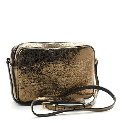 Saint Laurent Calfskin Lame Monogram Small Lou Camera Bag Gold Olive 3 of 10