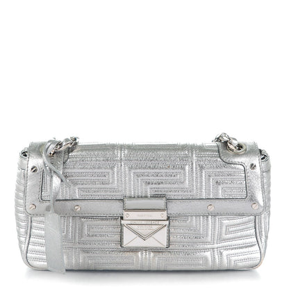 Versace Metallic Calfskin Quilted Couture Shoulder Bag Silver 1 of 7