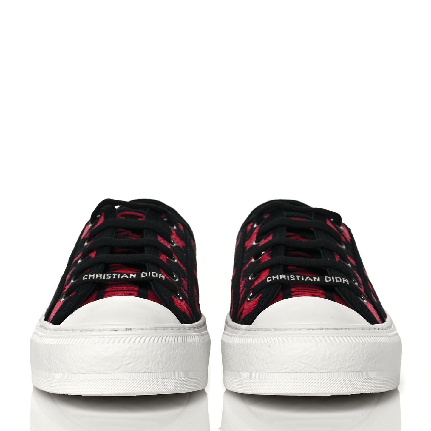 Cotton Mizza Embroidered Walk'N'Dior Low Top Sneakers 36.5 Framboise