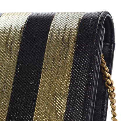 Saint Laurent Sequin Striped Classic Monogram Kate Tassel Chain Wallet Black Gold 14 of 18