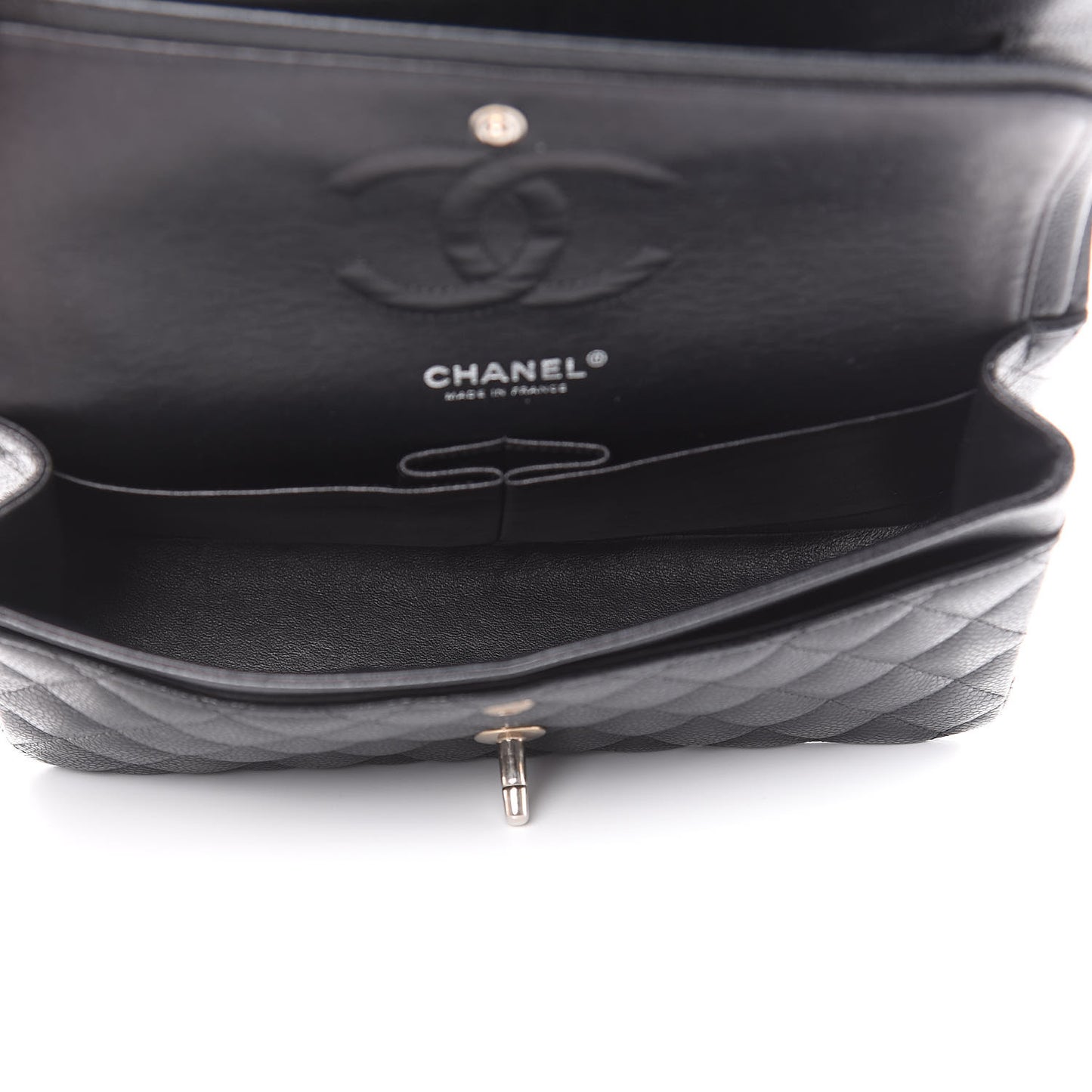 Caviar Quilted Medium Double Flap Black