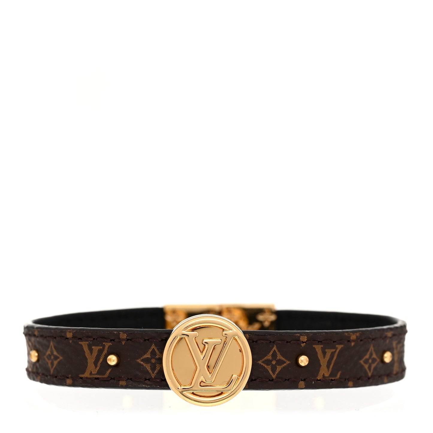 Monogram LV Circle Reversible Bracelet 17 Black