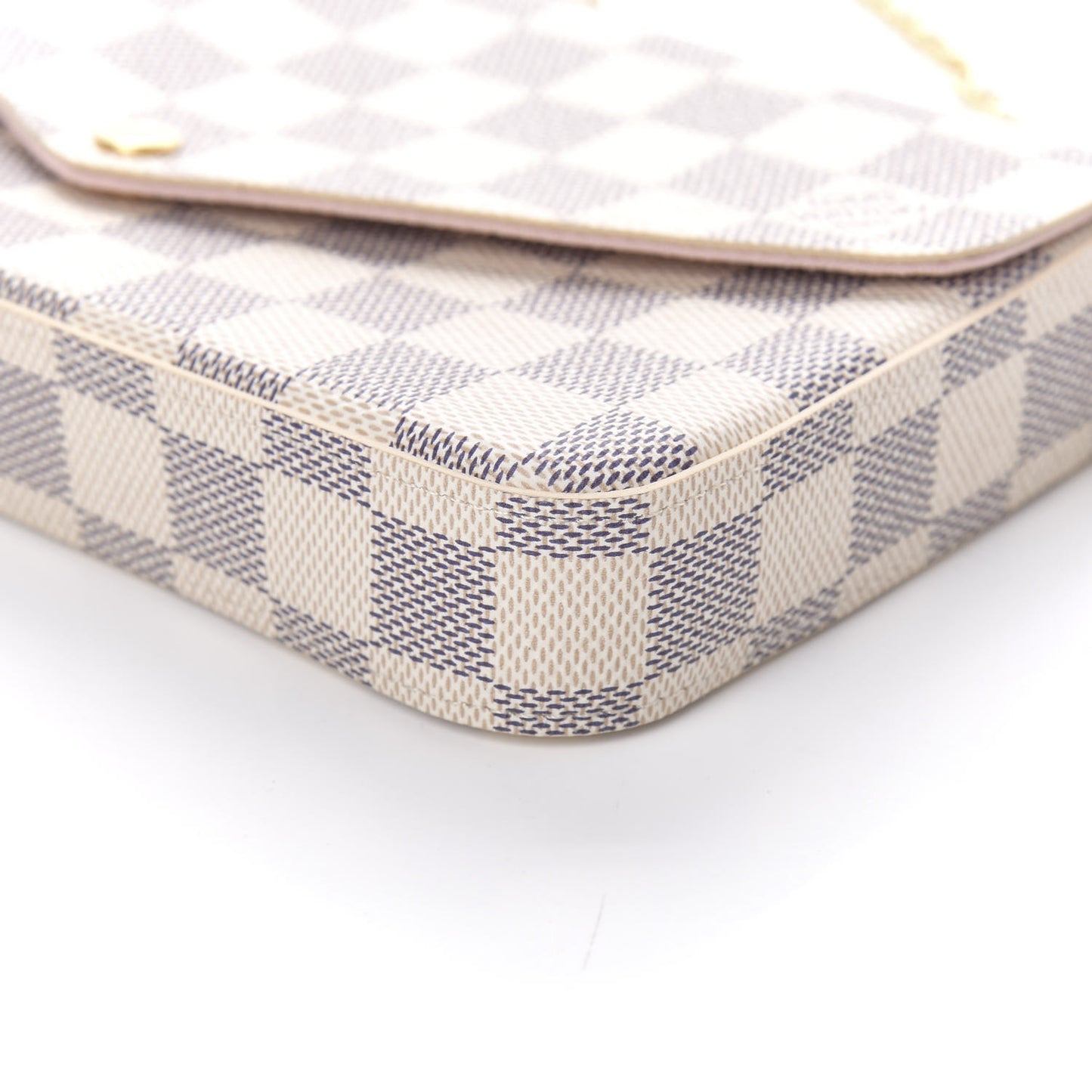 Damier Azur Pochette Felicie Chain Wallet Rose Ballerine