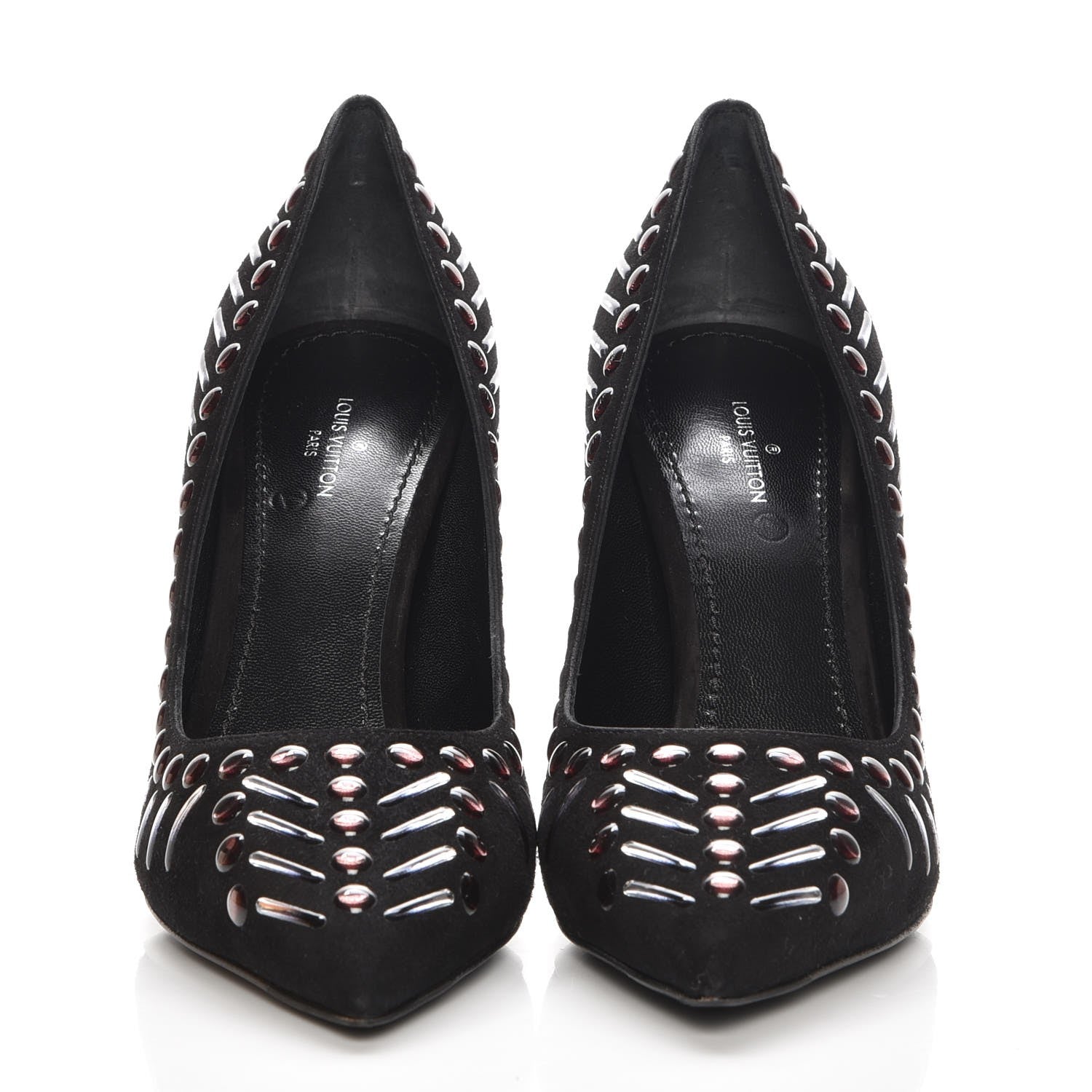 Louis Vuitton Suede Spikes Pumps 37.5 Black 2 of 9
