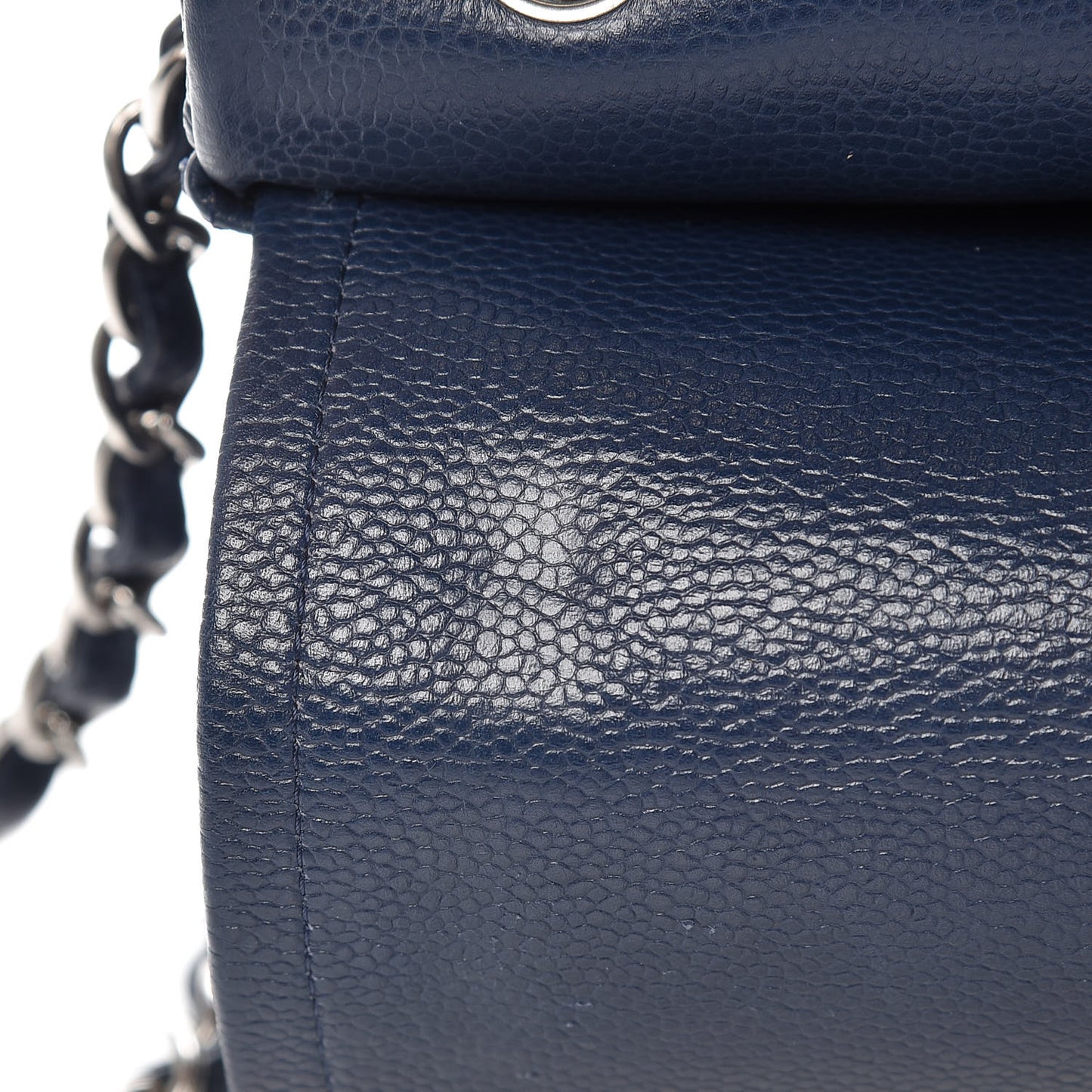 Caviar Quilted Jumbo Double Flap Navy Blue