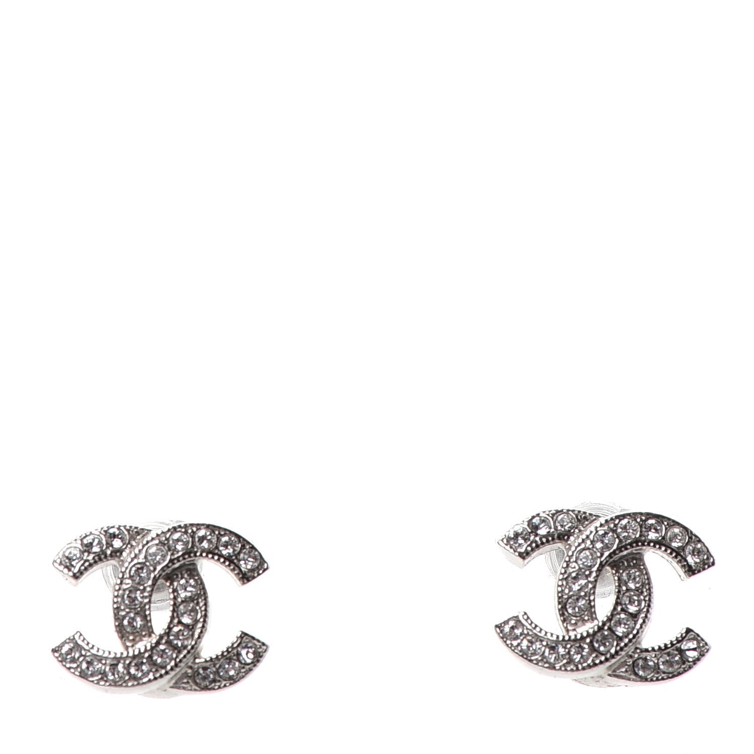 Chanel Crystal Mini Timeless CC Earrings Silver 1 of 4