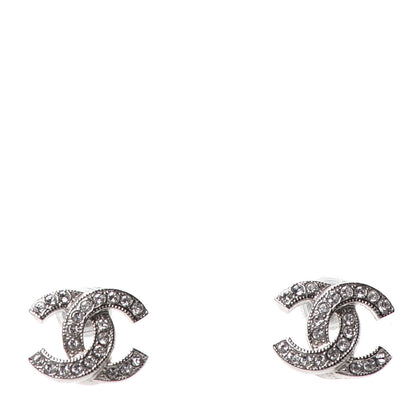Chanel Crystal Mini Timeless CC Earrings Silver 1 of 4