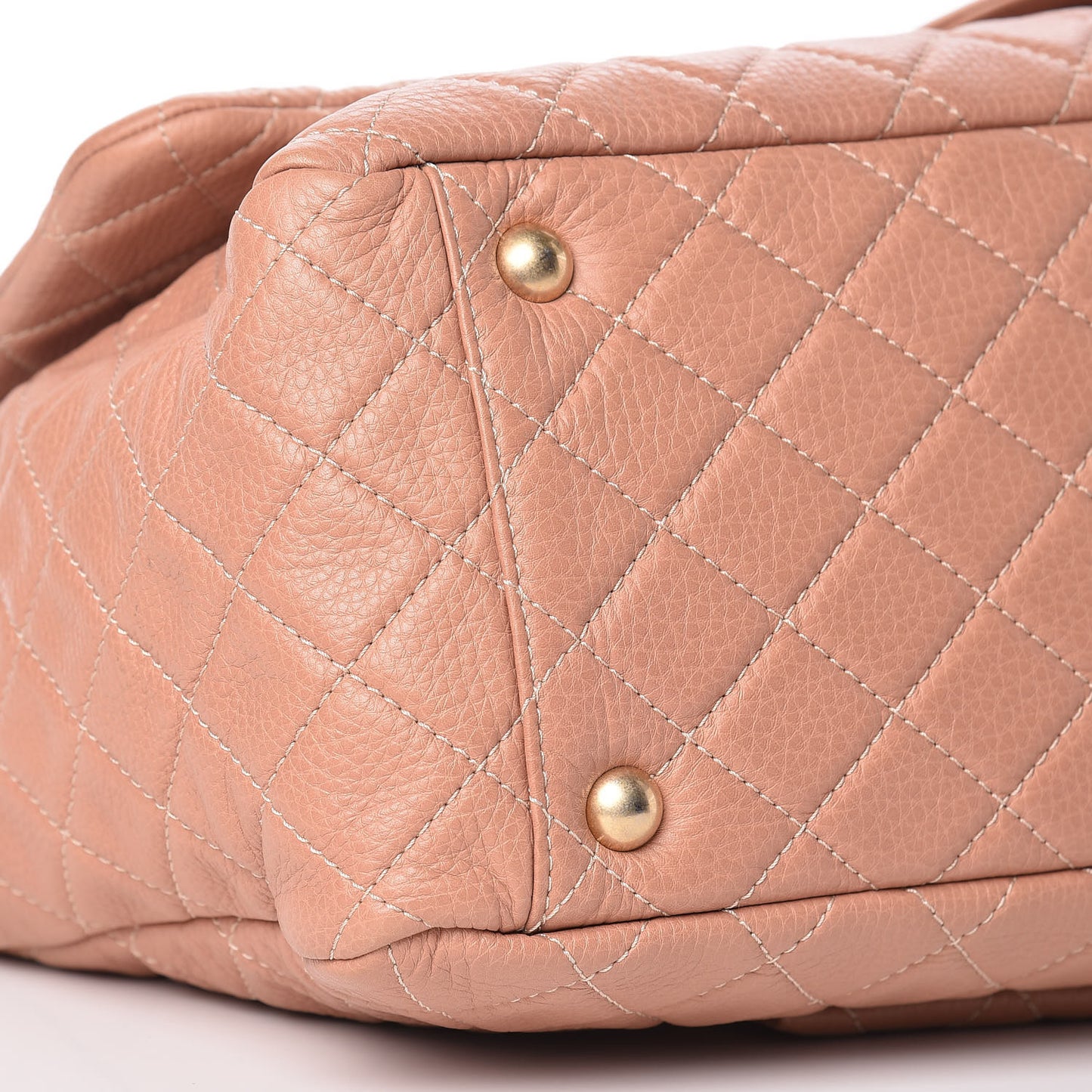 Calfskin Quilted XXL Travel Flap Bag Pink