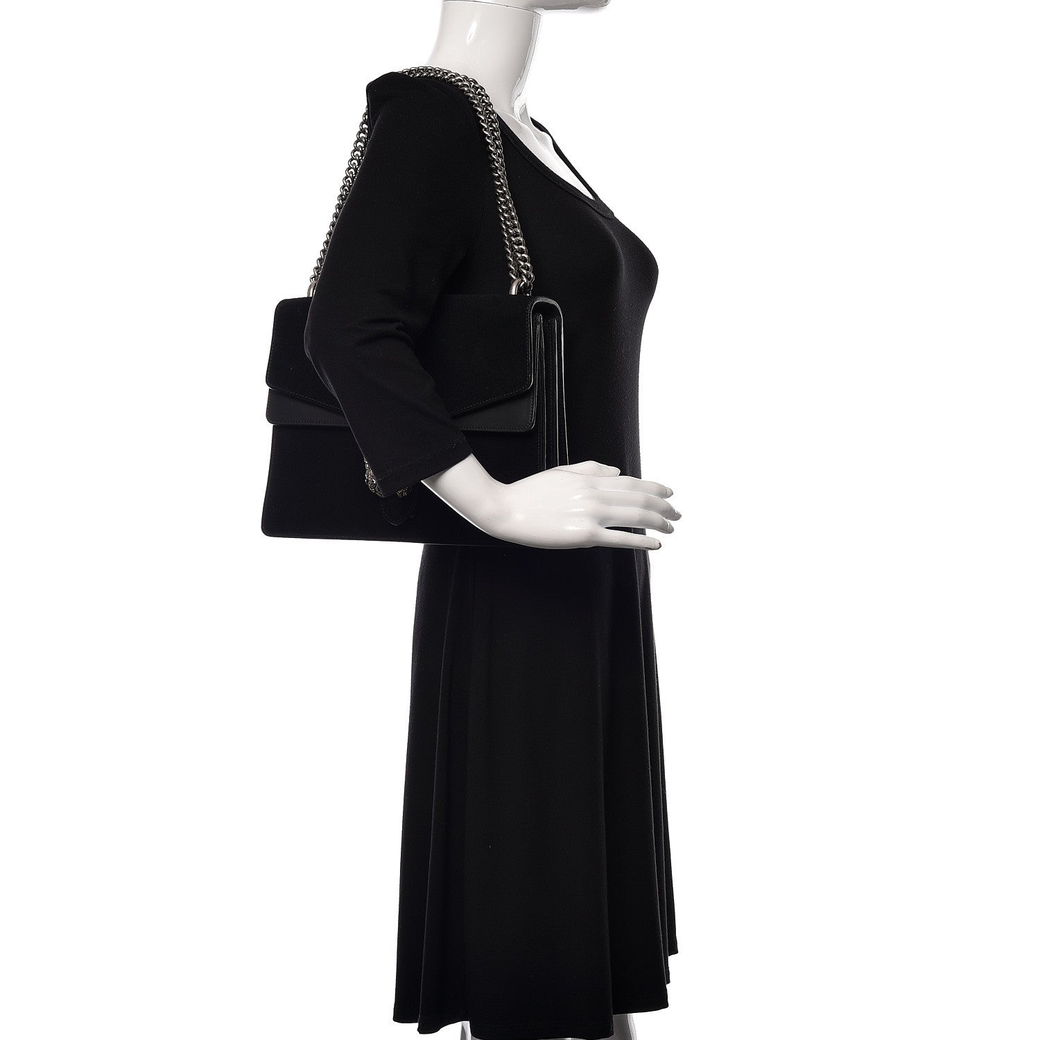 Gucci Suede Medium Dionysus Shoulder Bag Black 2 of 12