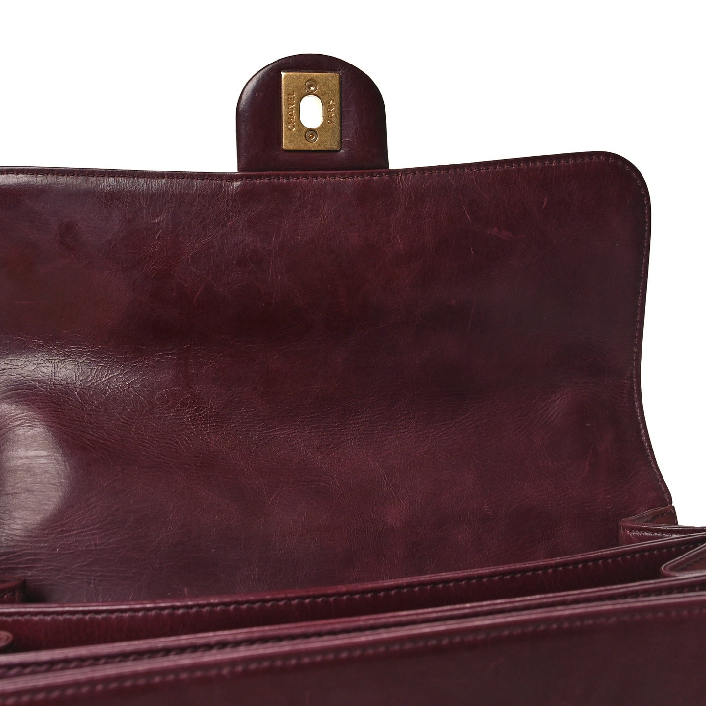 Iridescent Calfskin Quilted Small Straight Lined Flap Red