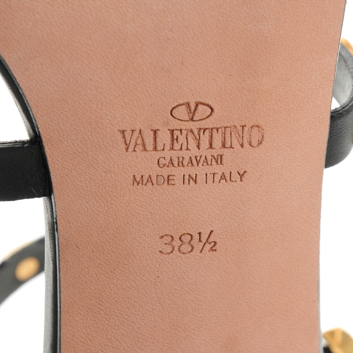 Calfskin Rockstud Rolling Cabochon 60mm City Sandals 38.5 Black