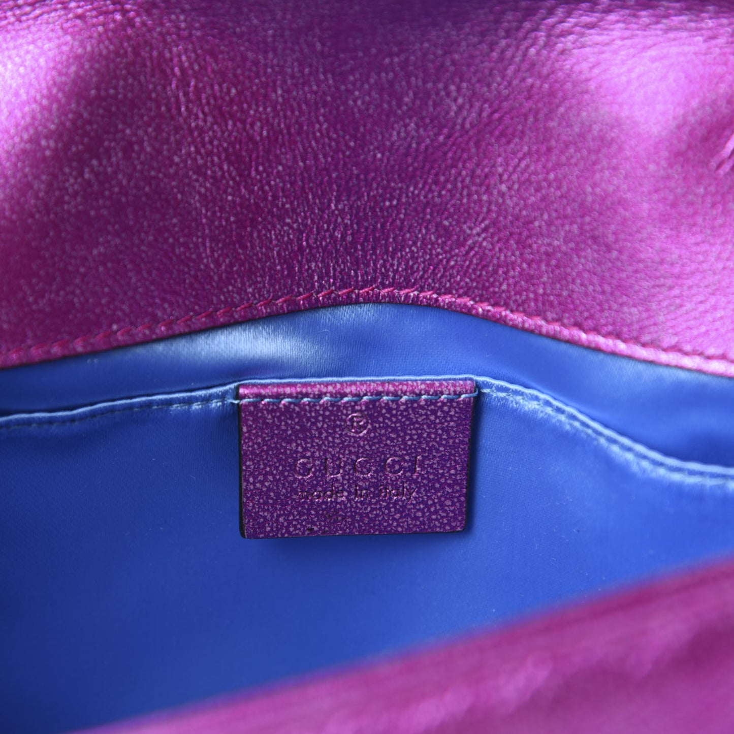 Metallic Calfskin Matelasse Mini GG Marmont Shoulder Bag Fuchsia