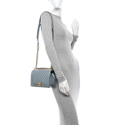 Chanel Iridescent Patent Calfskin Quilted Medium Boy Flap Light Blue 2 of 10