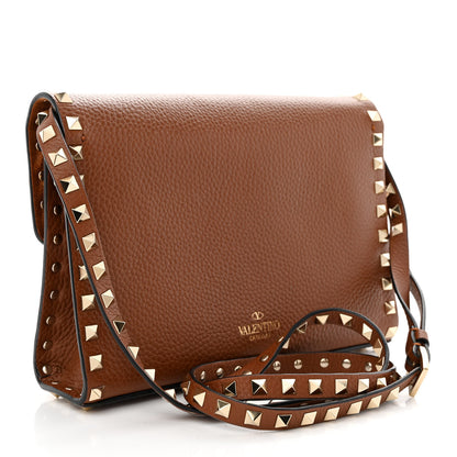 Valentino Garavani Pebbled Calfskin Medium Rockstud Flip Lock Crossbody Bag Bright Cognac 3 of 16