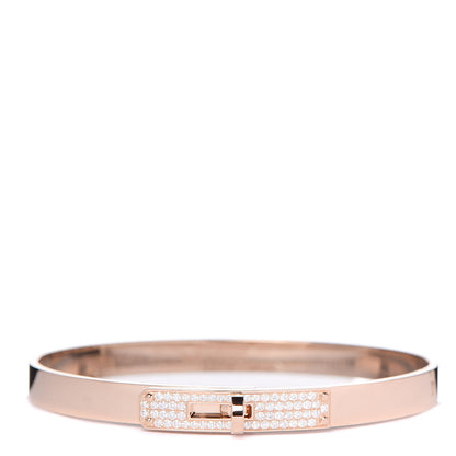 Hermes 18K Rose Gold Diamond PM Kelly Pave Bracelet SH 1 of 5