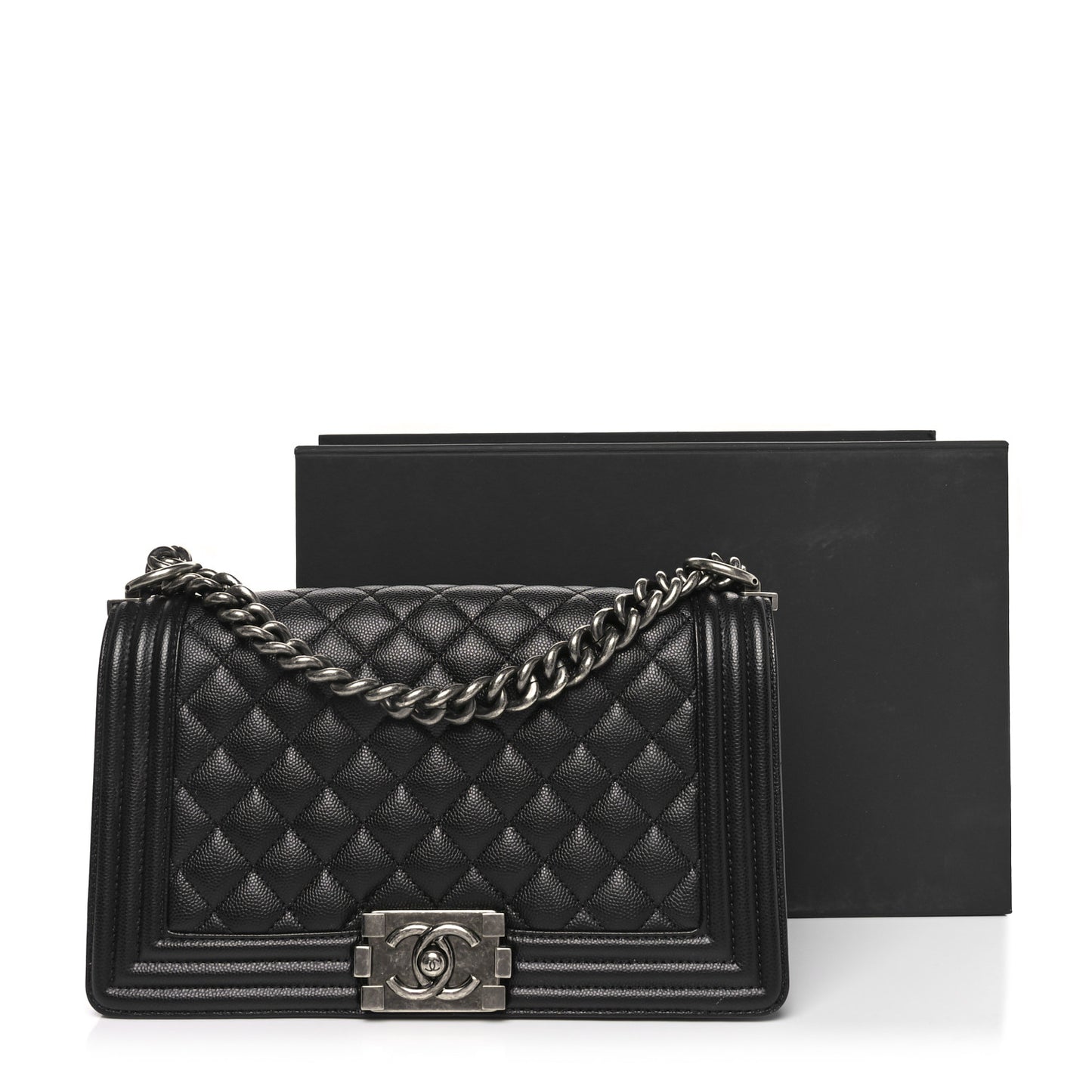 Caviar Quilted Medium Boy Flap Black
