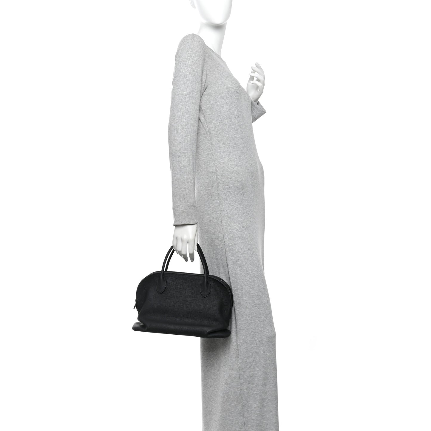 Matte Grained Calfskin Agnes Bag Black