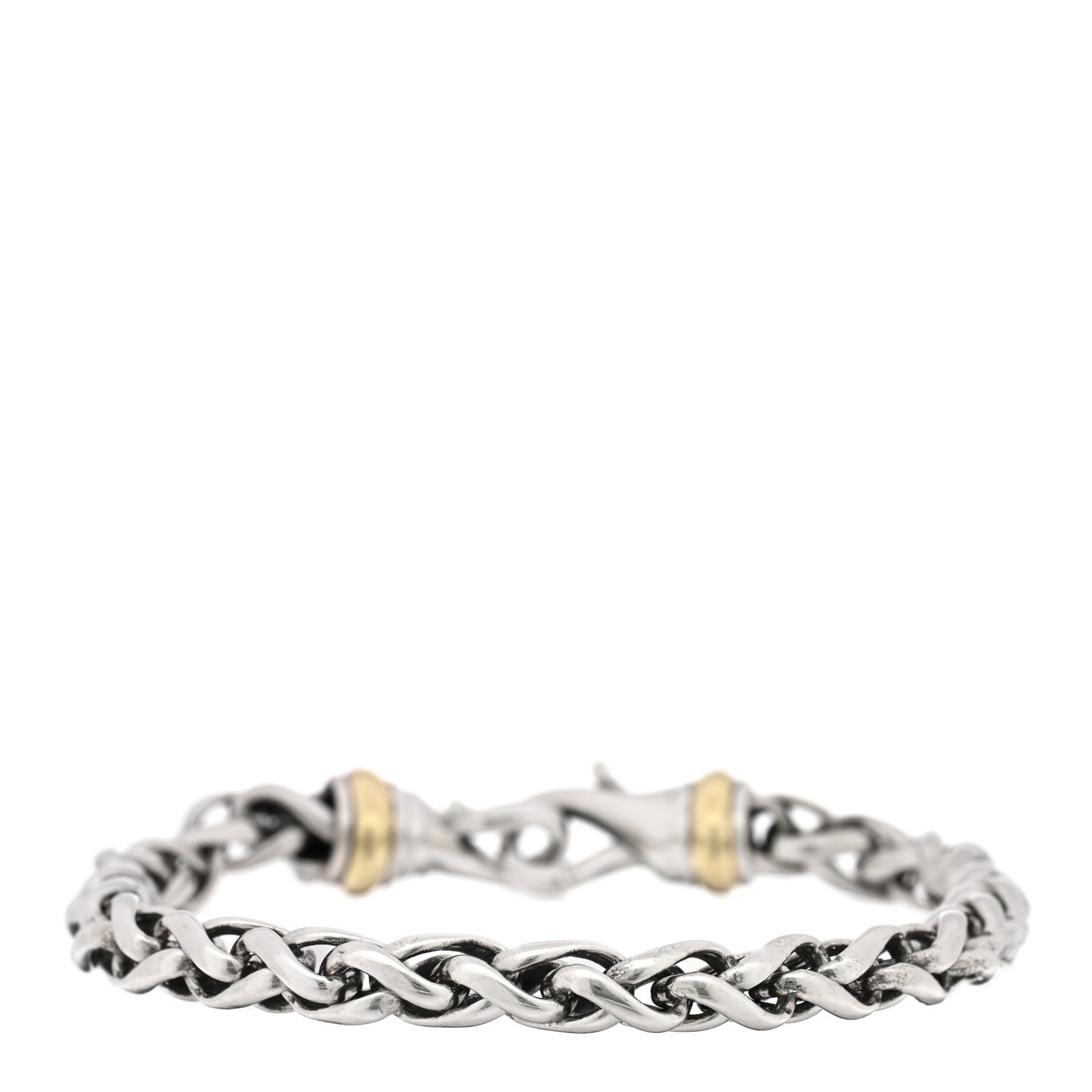 Sterling Silver 14K Yellow Gold 6mm Wheat Chain Bracelet